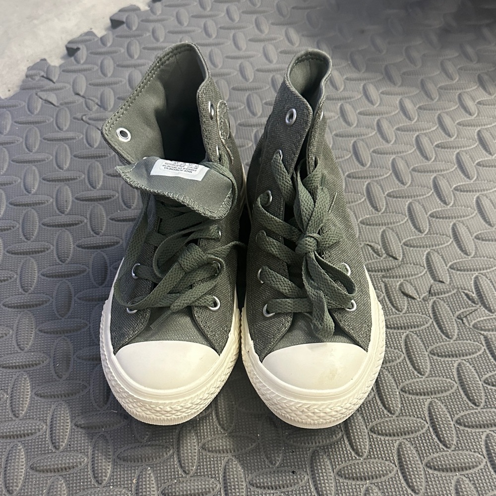 Olive Green High-Top Kids Sneakers
